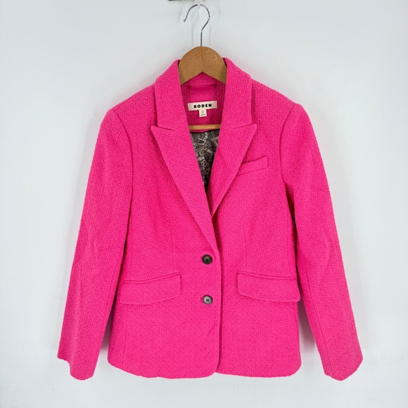 Boden Jackets & Blazers - Boden Stamford Textured Blazer Hot Pink Size 4 US Cotton Blend Vibrant Preppy